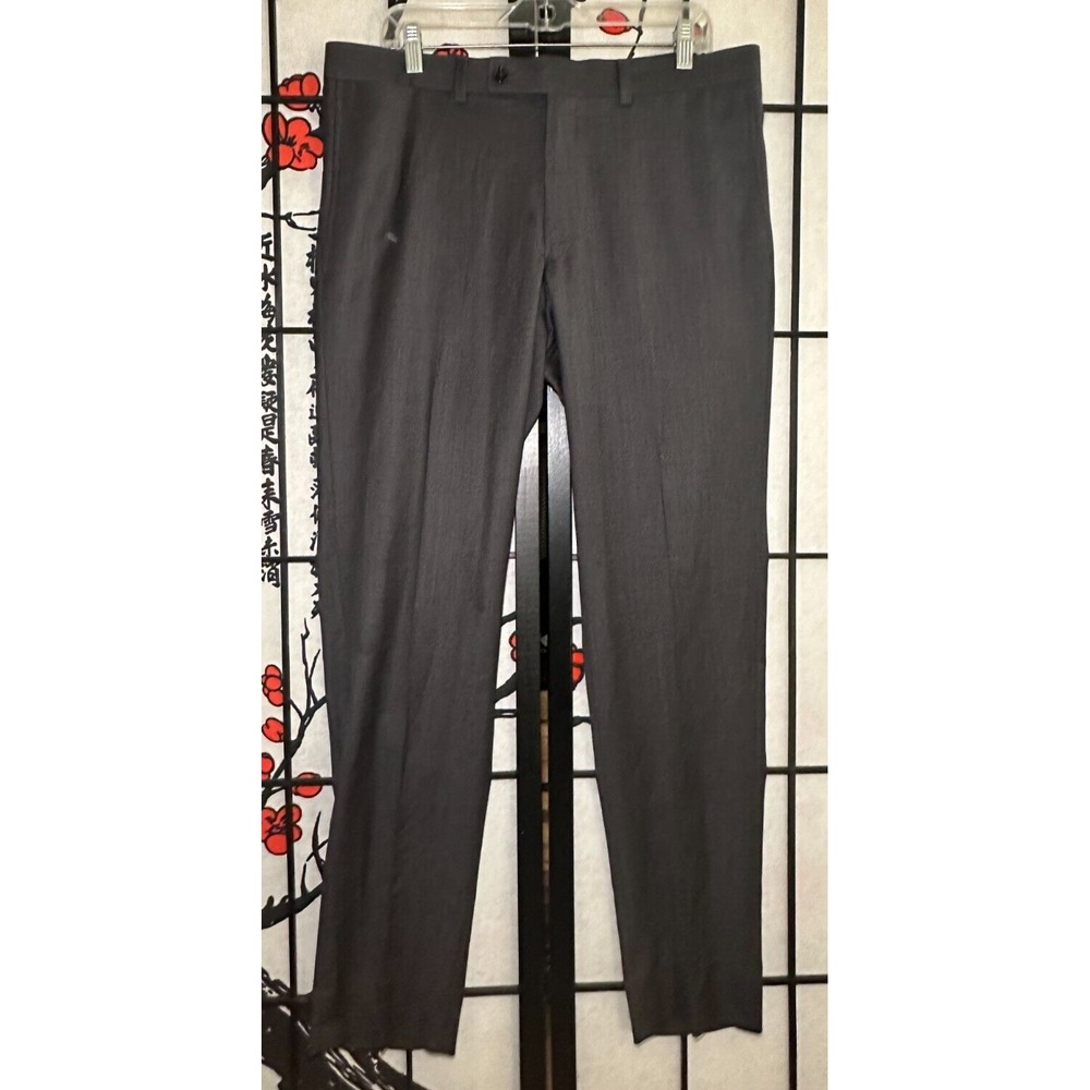 TED BAKER London Jefferson 100% Wool Gray Flat Front Dress Pants 36R 36x33‎